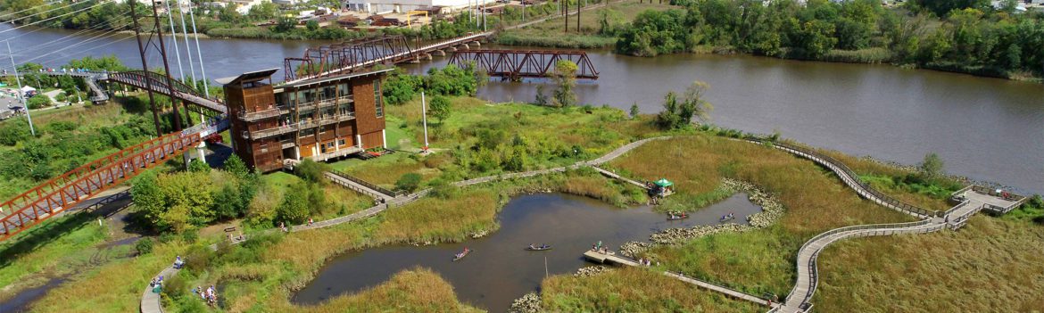 DEEC aerial view of Visitor Center, Marsh Pond, and Markell Trail Loop by Maggie DeGennaro