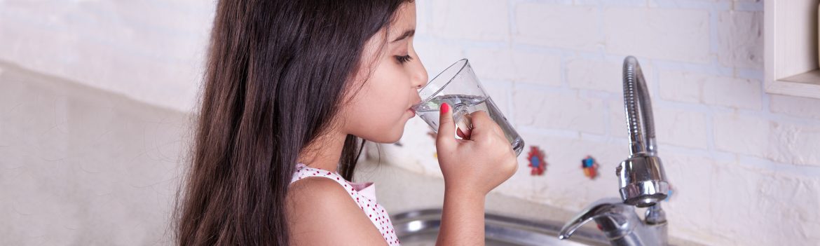Child drinking clean water