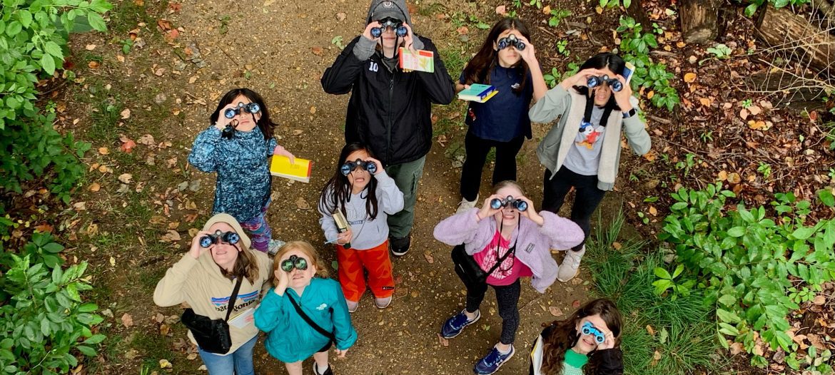 Summer Camp Kids with Binoculars